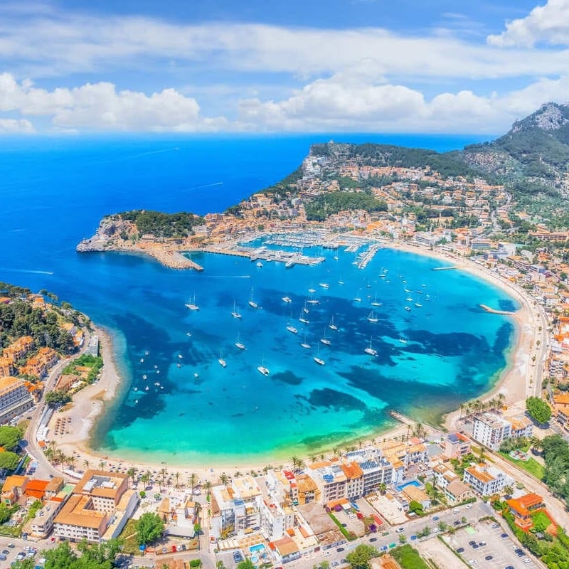 Aerial View Of A Beach Zone In Mallorca, Balearic Islands Of Spain, Mediterranean Sea, Southern Europe