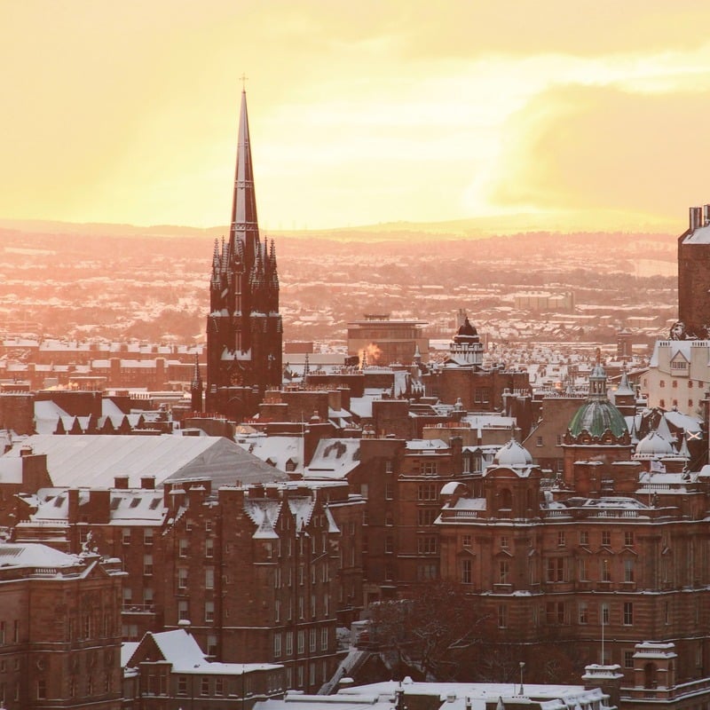 Snow-Covered Old Town Edinburgh, Capital Of Scotland, United Kingdom, North Western Europe