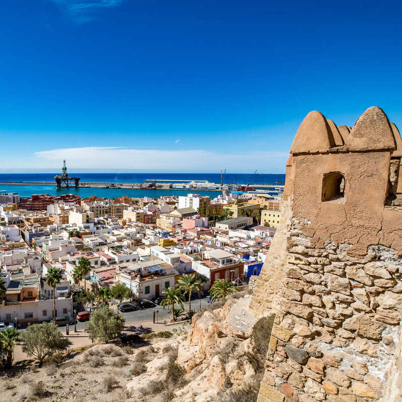 View Of Almeria, A City On The Andalusian Coast Of Southern Spain, Mediterranean Europe