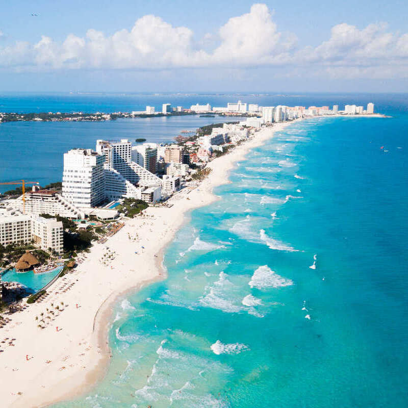 Aerial View Of The Cancun Resort Zone, Mexico, Latin America