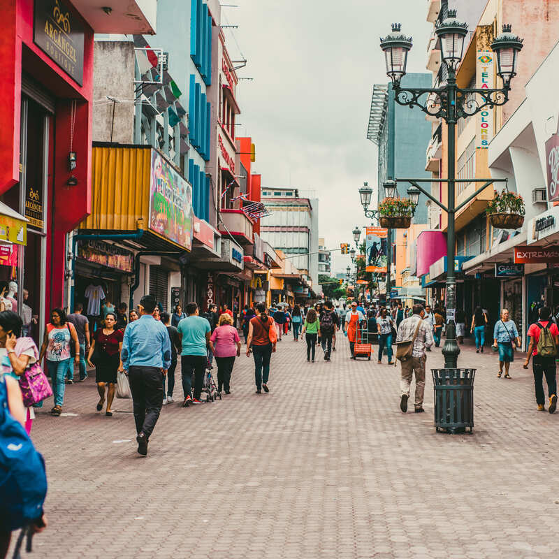 Busy Street In San Jose, Capital Of Costa Rica, Central America