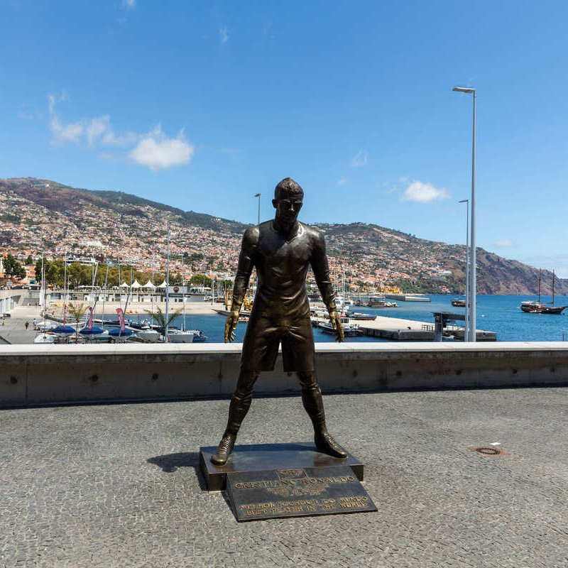 Cristiano Ronaldo Sculpture In Funchal City, Madeira, Portugal, Southern Europe