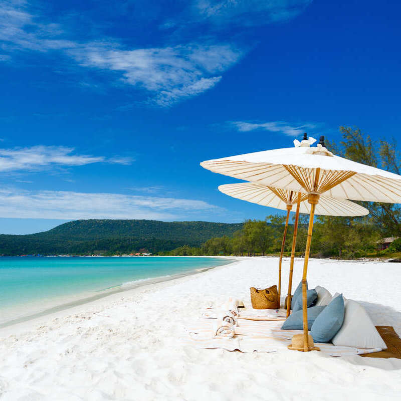 White Sand Beach In Koh Rong Island, Cambodia, Southeast Asia