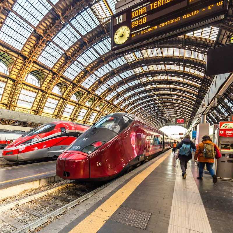 Freccia Rossa Fast Trains At Train Station Milano Centrale, Milan, Lombardy, Italy, Europe