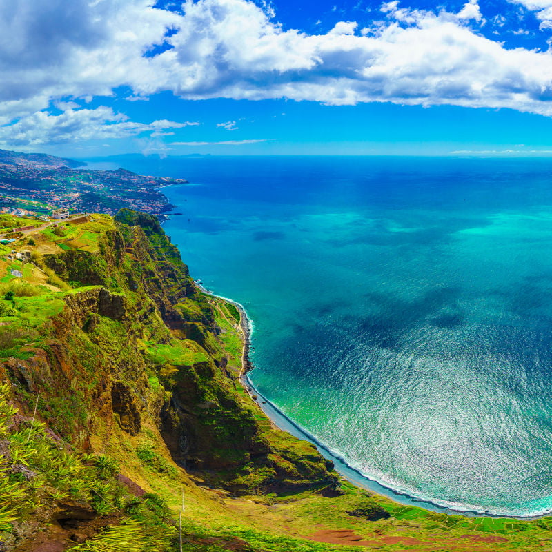 Aerial view from the highest Cabo Girao, Madeira island, Portugal