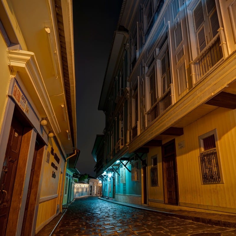 Colonial Cobbled Street In Guayaquil, Ecuador, South America