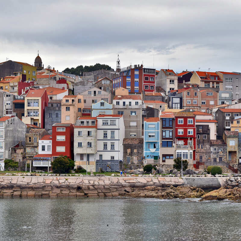 Colorful Buildings On The Guarda Riverfront In Pontevedra, A Small Historical Town In Galicia, A Region In Northwestern Spain, Iberian Peninsula, Europe