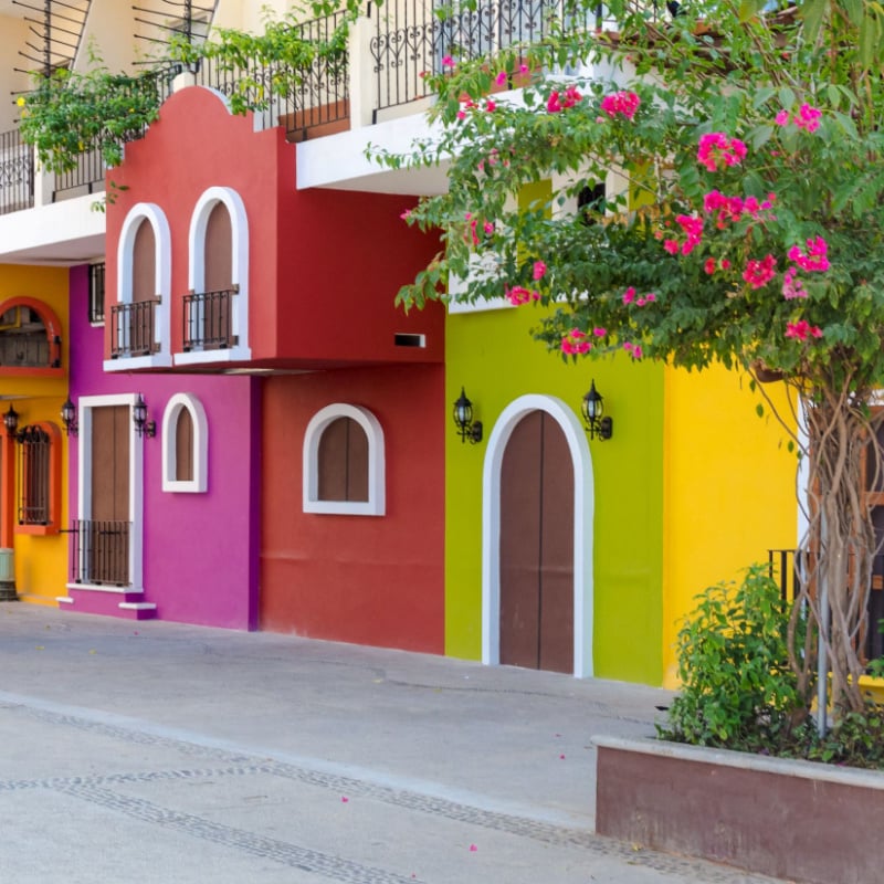 Colorful apartment building in Puerto Vallarta, Mexico.