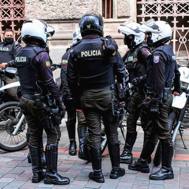 Police Officers Talking In Quito, Ecuador, South America