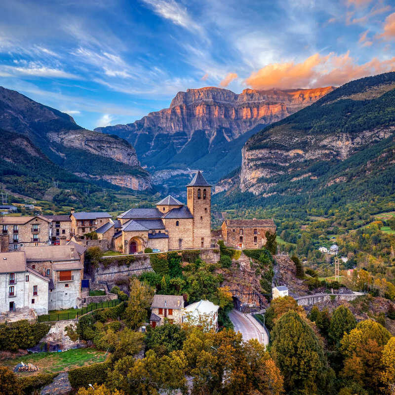 Torla-Ordesa Medieval Village In The Pyrenees, Spain, Southern Europe