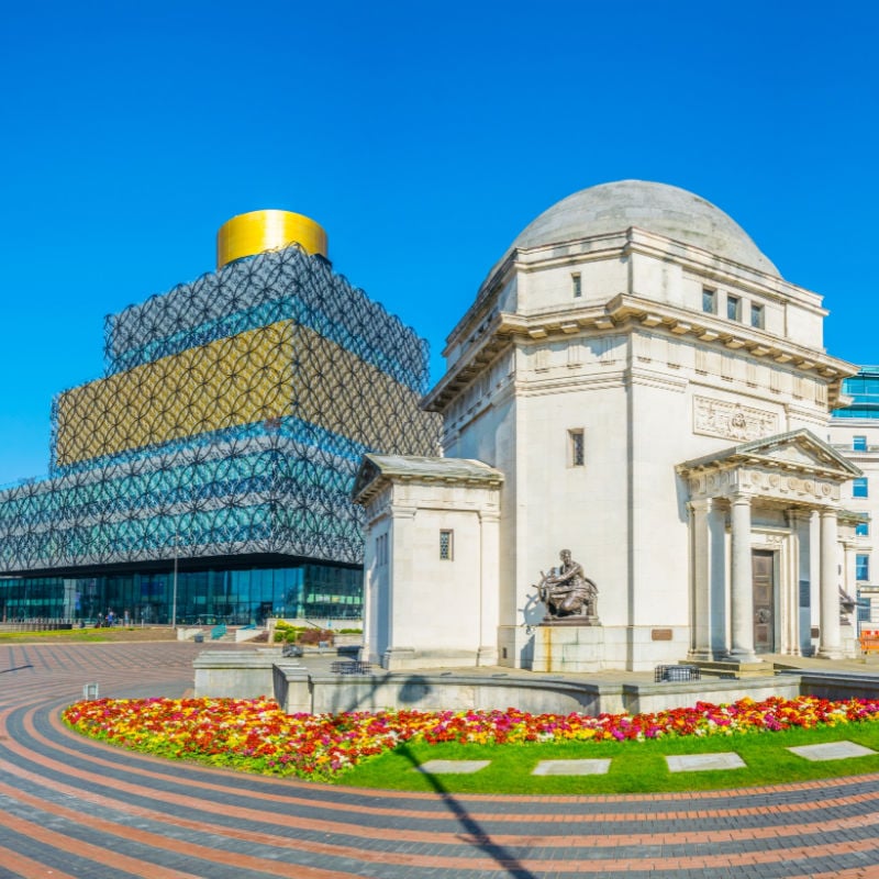 birmingham library and the hall of memory in the uk