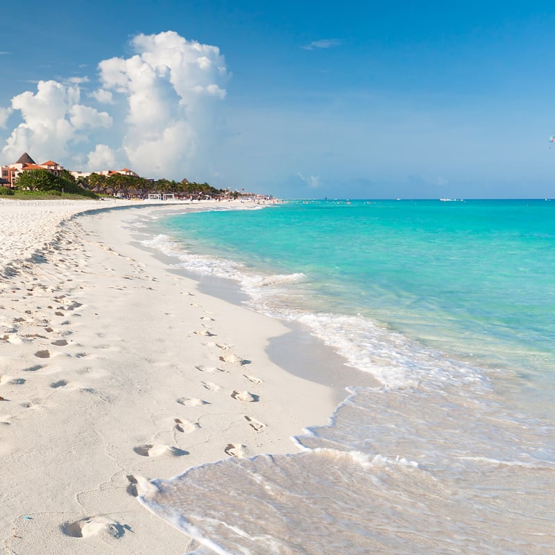 white sand on playacar beach