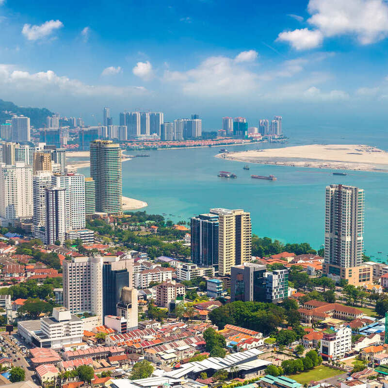 Aerial View Of George Town, In Penang State, Malaysia, Southeast Asia