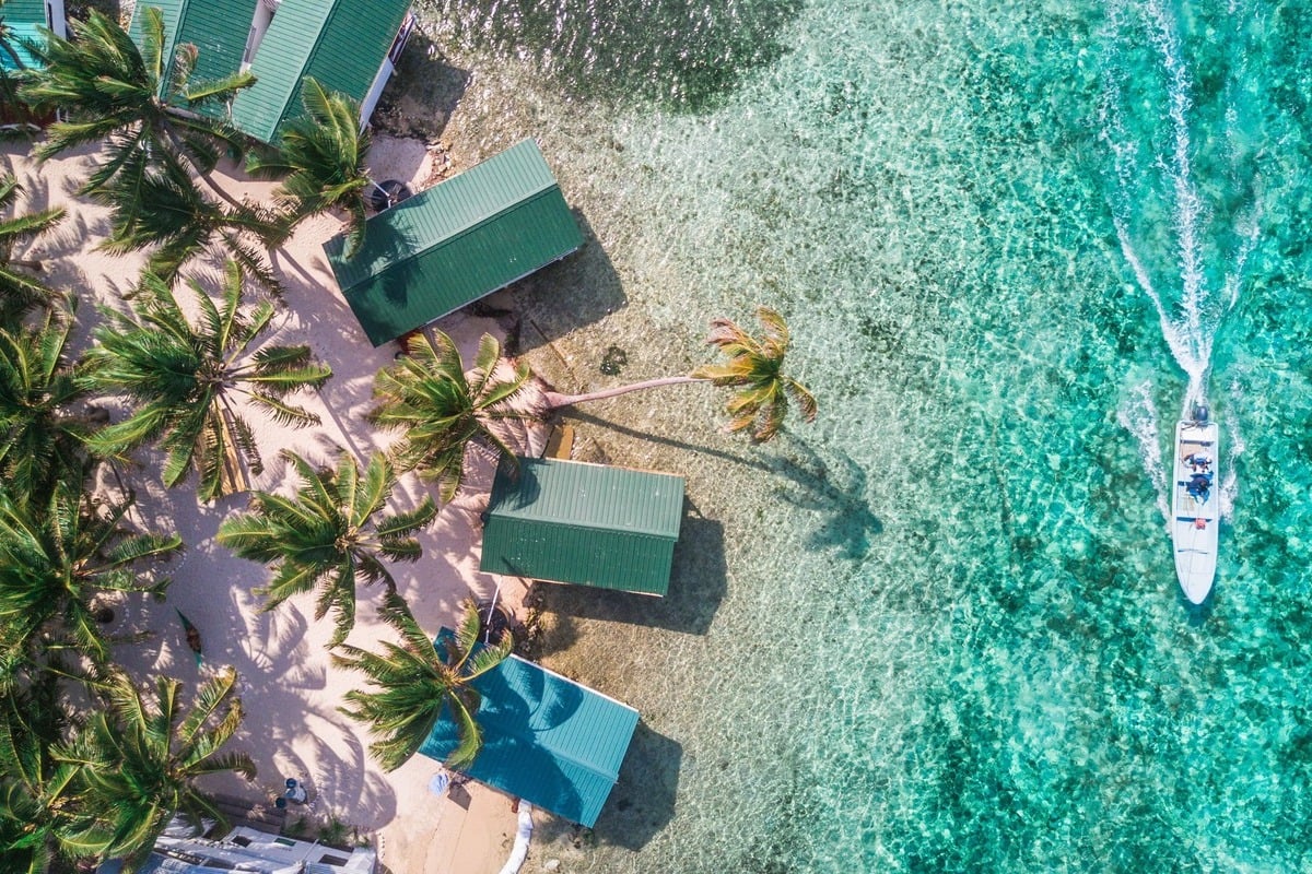 Aerial View Of Tobacco Caye In Belize, Central America