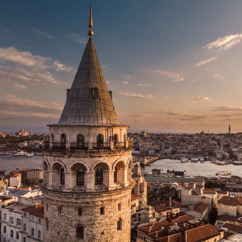 Galata Tower Overlooking The Golden Horn And The Historical Peninsula In Istanbul, Turkiye, Eastern Europe, Western Asia