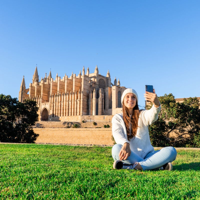 Woman taking a selfie in Mallorca