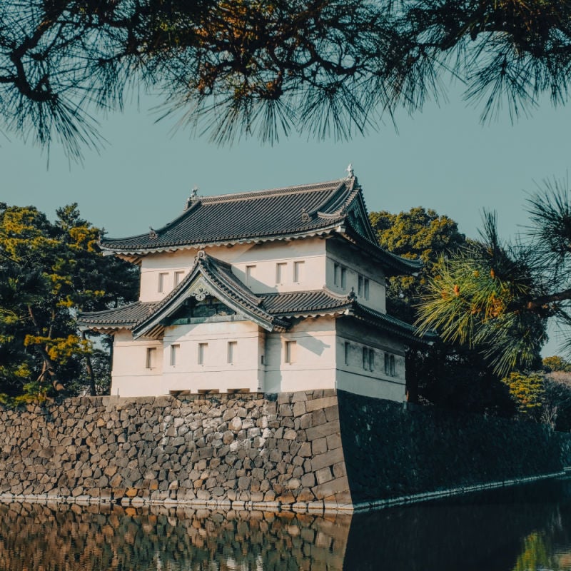 a building of the imperial palace in downtown tokyo japan