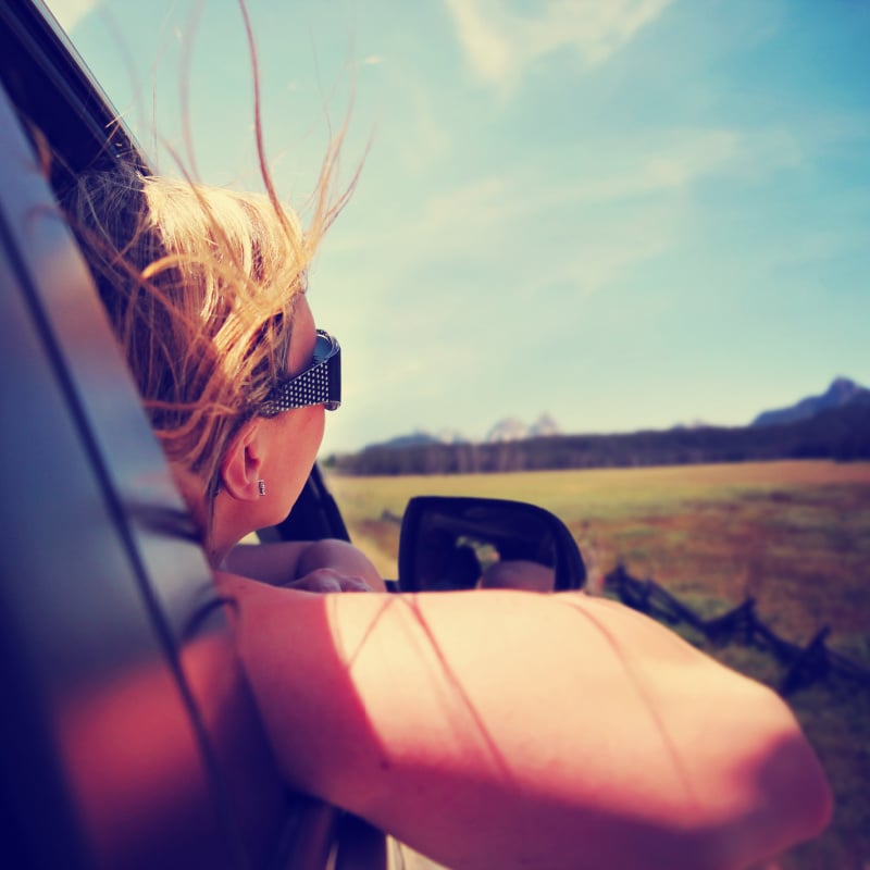 car passenger with open window