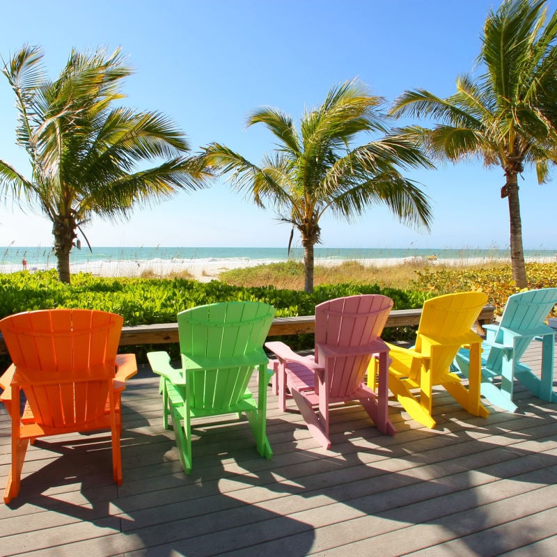 Colorful beach chairs on Anna Maria Island