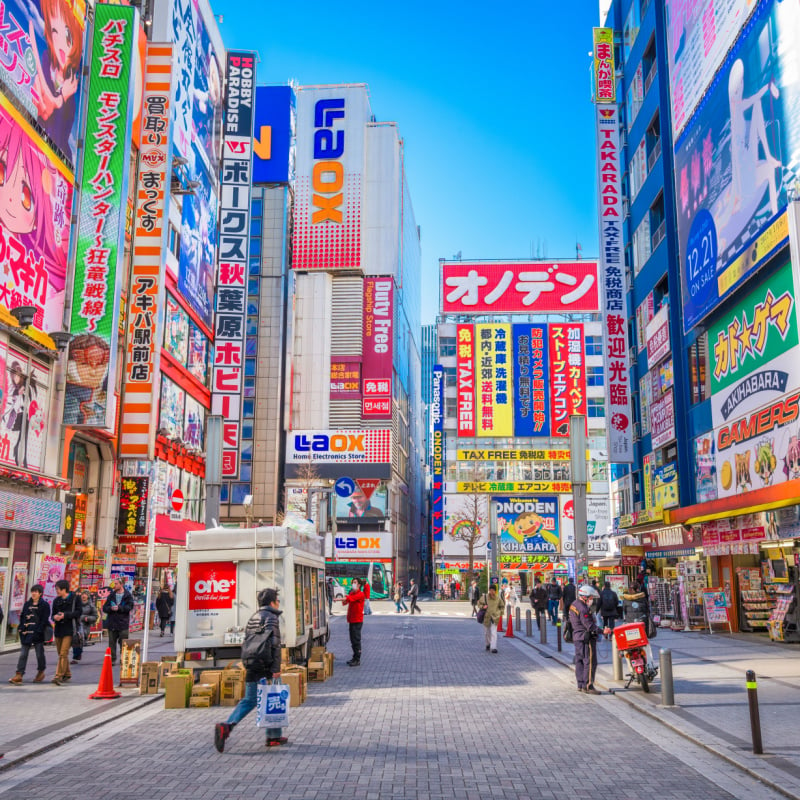 colorful signs in Akihabara Tokyo Japan.