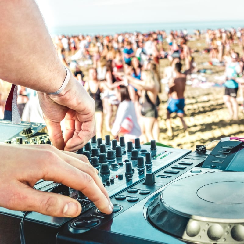 DJ at spring break beach party