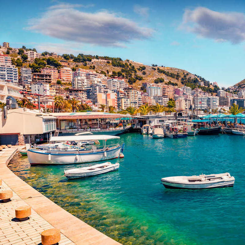 The Port Of Saranda In South Albania, South Eastern Europe, Balkan Peninsula