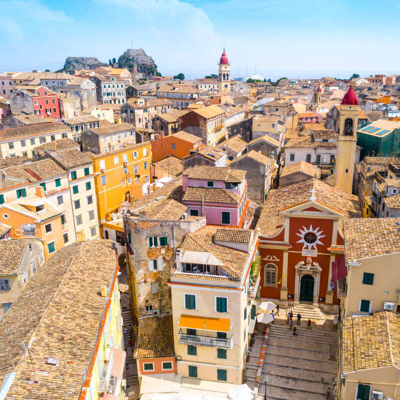 View Of Old Town Corfu, The Capital City Of Corfu, An Ionian Island Part Of Greece, South Eastern Europe