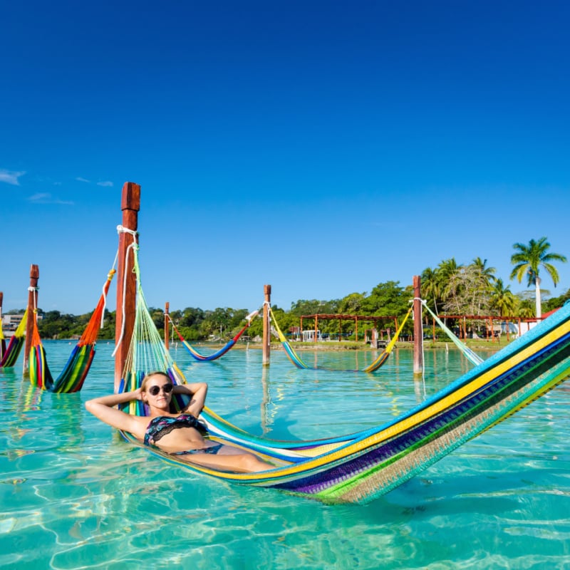 Woman in a hammock in Bacalar