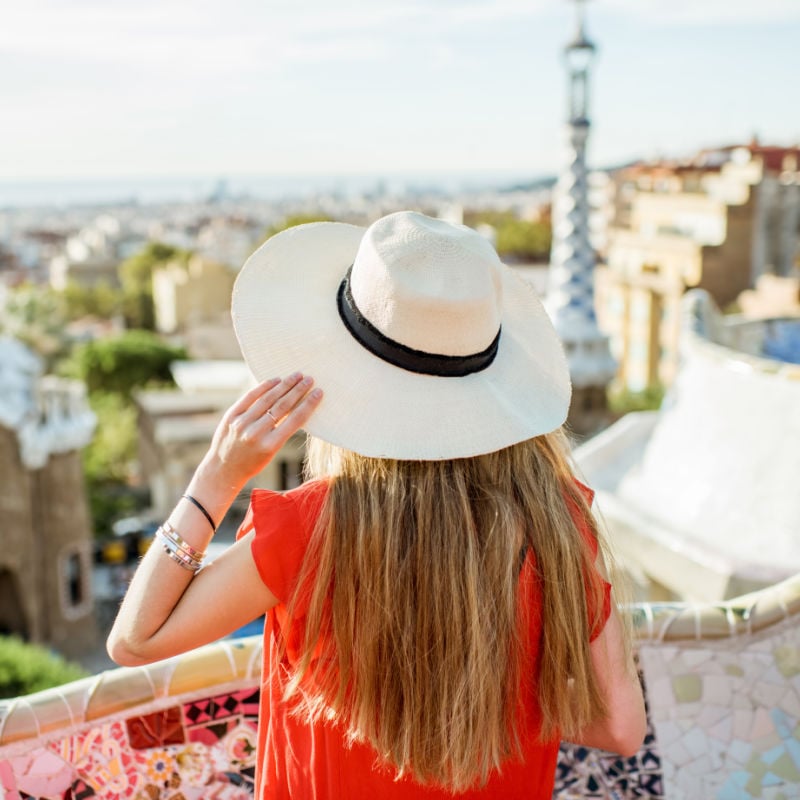 Woman overlooking Barcelona, Spain