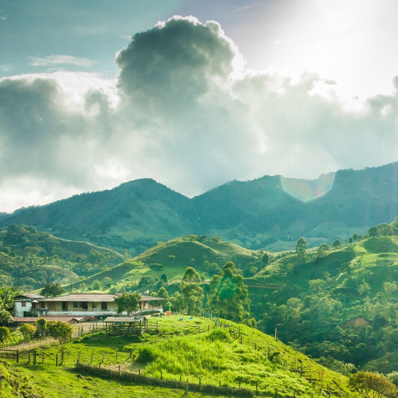 a farmhouse of a coffee farmer outside of Jercio Colombia