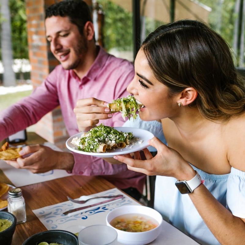 mexican tacos on a restaurant terrace in Mexico