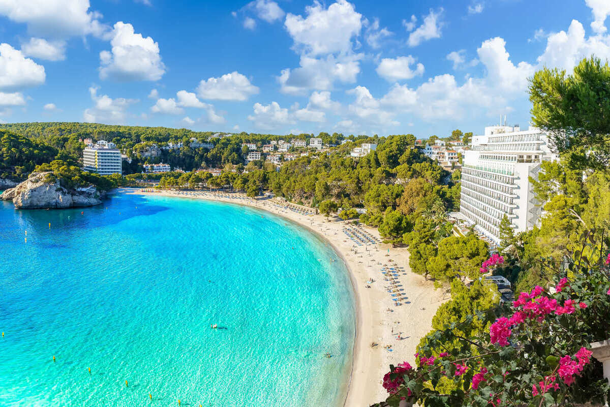 Panoramic View Of A Turquoise Coastline In Menorca, Balearic Islands, Mediterranean Europe, Spain