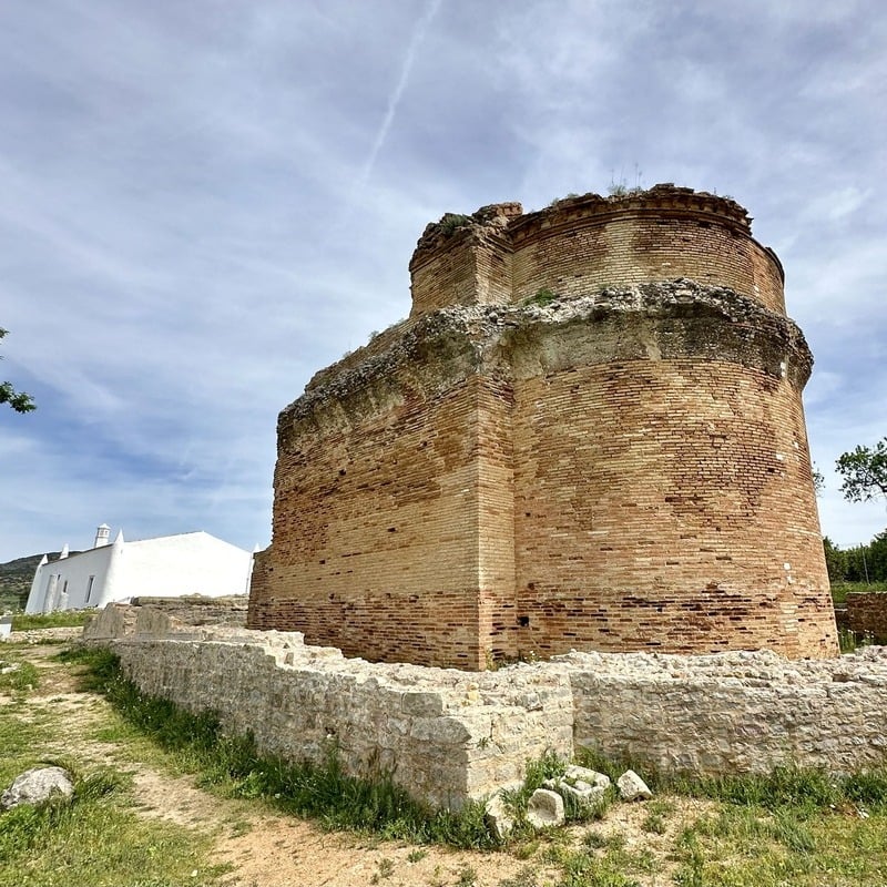 Ruined Roman Temple In Milreu Archaeological Site, The Algarve, Southern Portugal, Southern Europe