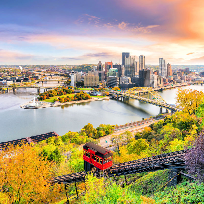 View of Pittsburgh, Pennsylvania from atop a mountain