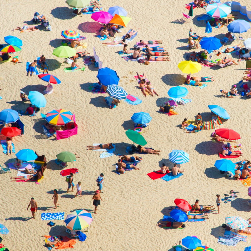 top view of crowded beach