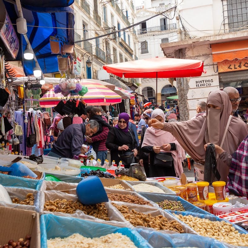 Crowded market in Algiers, Algeria