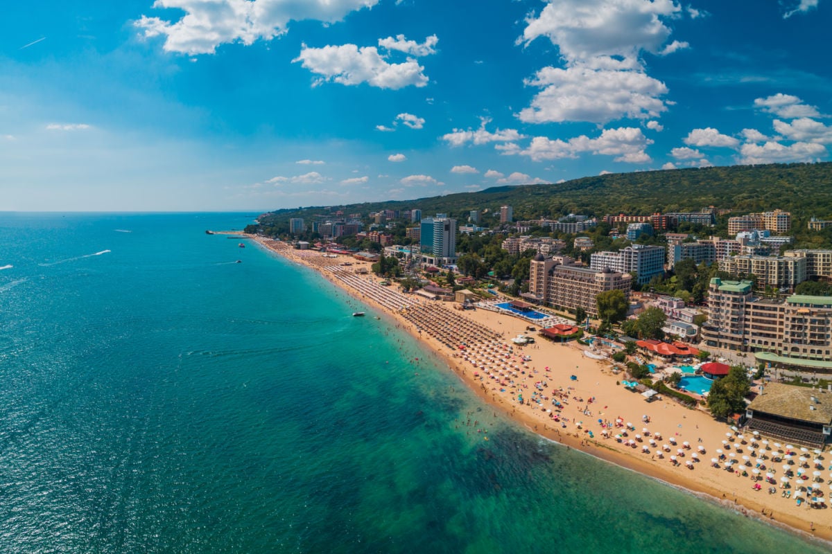 Coastline of Golden Sands, Bulgaria on beautiful day