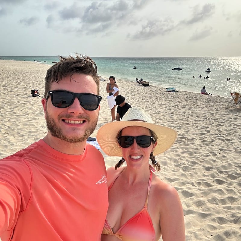 Man and Woman on Eagle Beach in Aruba
