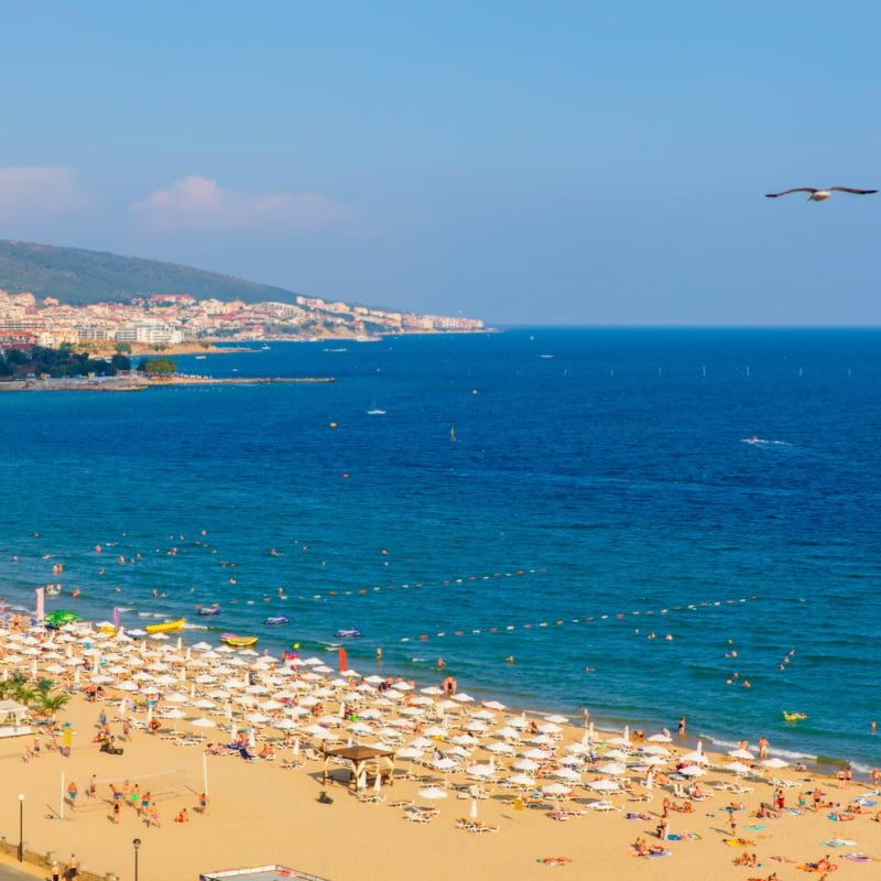 Scenic view of Sunny Beach, Bulgaria