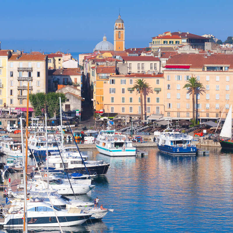 The Busy Marina In Ajaccio, The Capital Of Corsica, A Mediterranean Island Off Southern France