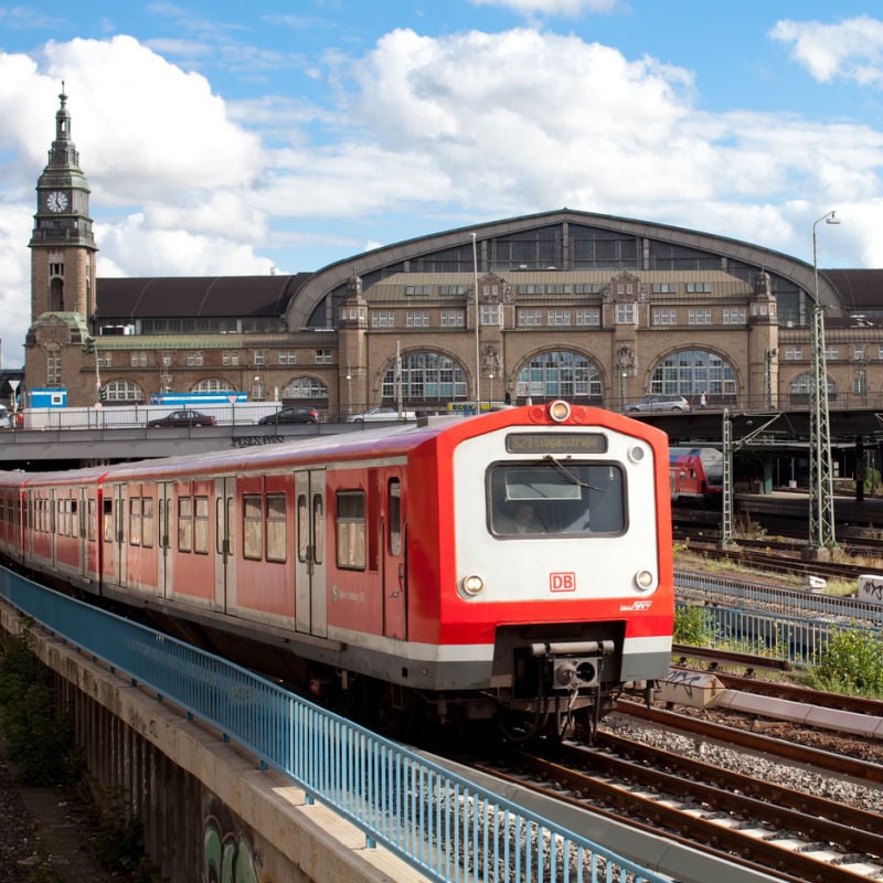 train passing through hamburg, germany