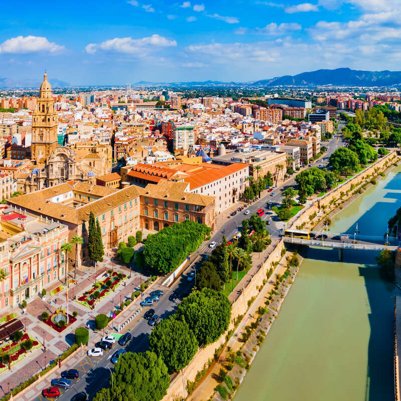 Aerial View Of Murcia City In Murcia, Southern Spain, Iberian Peninsula Of Europe