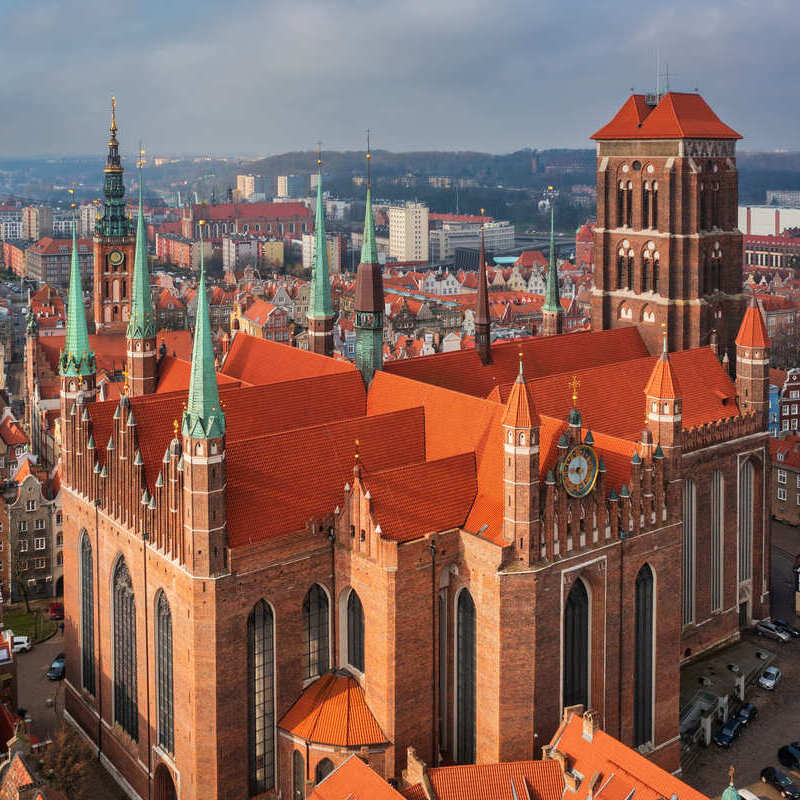 Aerial View Of St Mary's Church, Gdansk, Pomerania, Poland, Central Eastern Europe