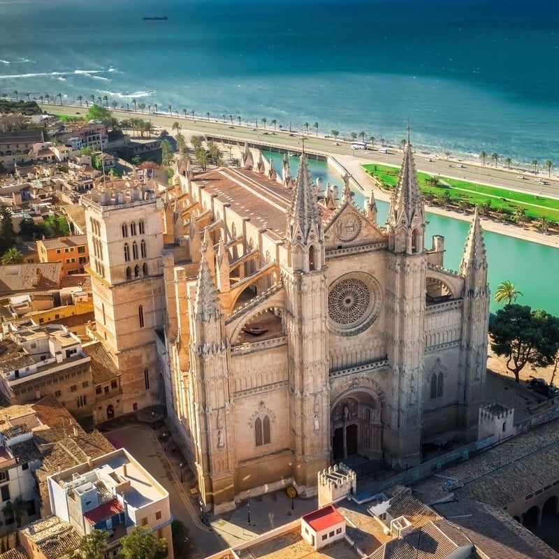 Aerial View Of The Medieval Cathedral In Palma De Mallorca, Capital Of Mallorca, An Island In Spain, Mediterranean Sea, Southern Europe.jpg.jpg