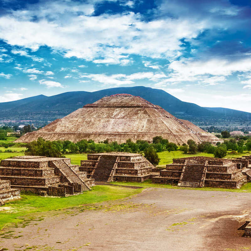 Aerial View Of The Pyramid Of The Sun In Teotihuacan, Near Mexico City, Mexico, Latin America