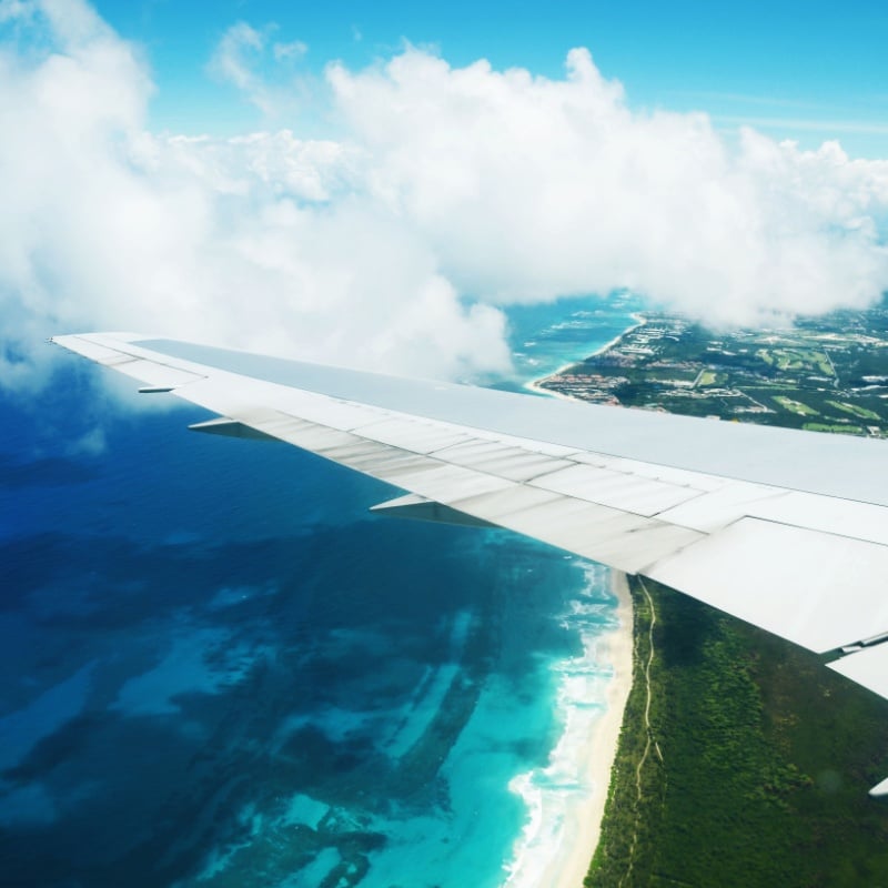 Beautiful aerial view from the plane over Punta Cana, Dominican Republic