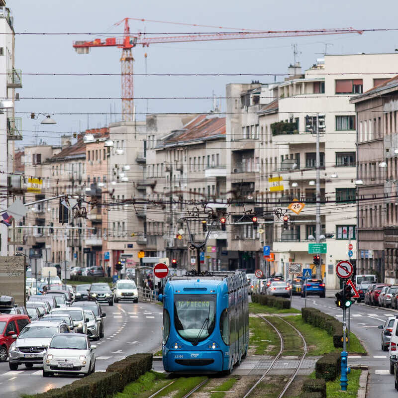 Busy Street In Zagreb, Croatia, Central Eastern Europe