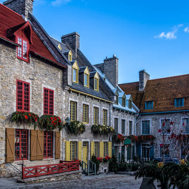 Picturesque Place Royale In Old Town Quebec City, Canada, North America