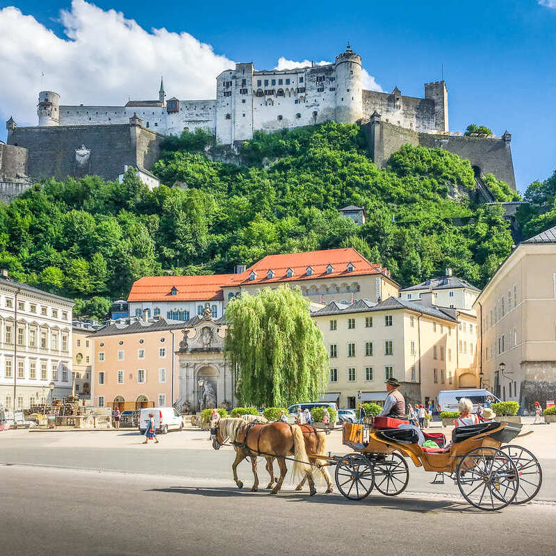 Old Town Salzburg In Austria, A City Near The Eastern Alps Of Europe