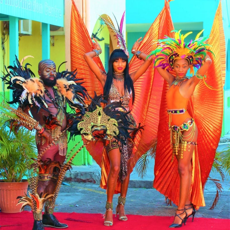 People dressed for Carnival in Antigua, Carribean